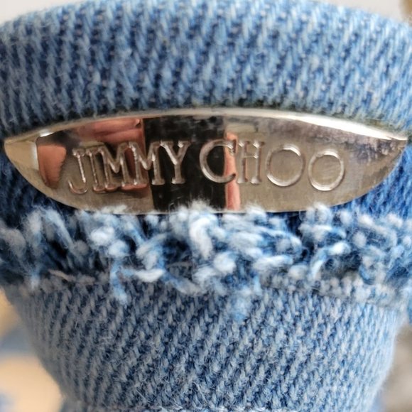 Jimmy Choo Denim Wedge Sandal Shoes-37.5 (Approx. 7) - Picture 12 of 13